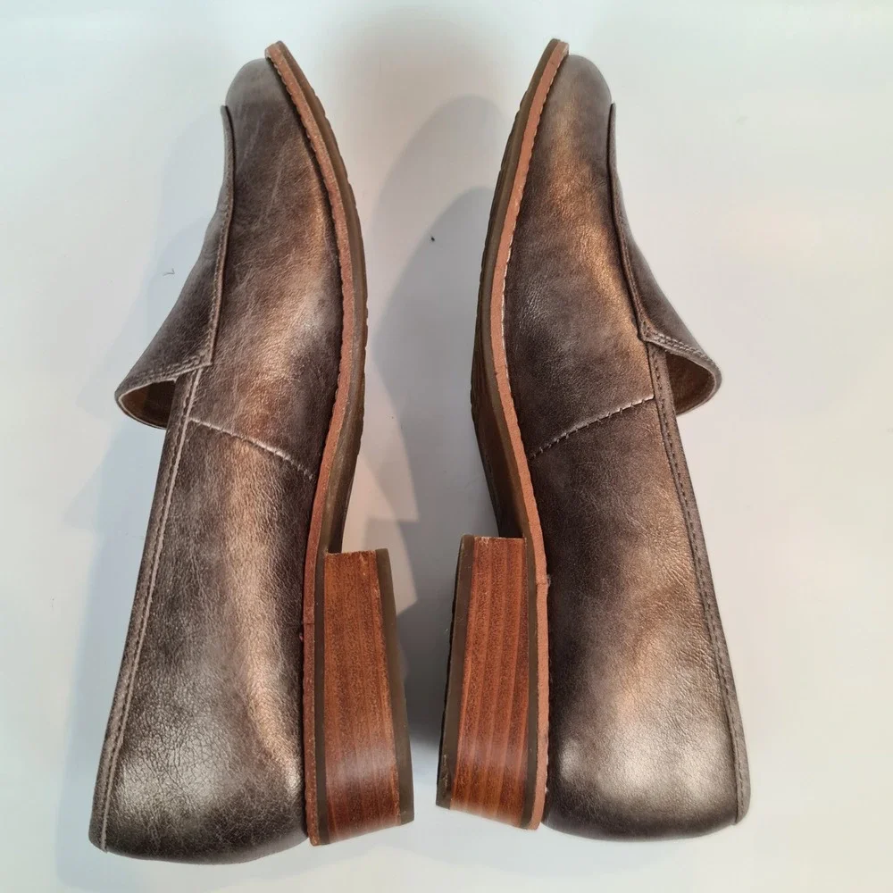 Sofft Napoli Bronze Metallic Leather Loafers Womens‎ 9M Round Toe Slip Shoes